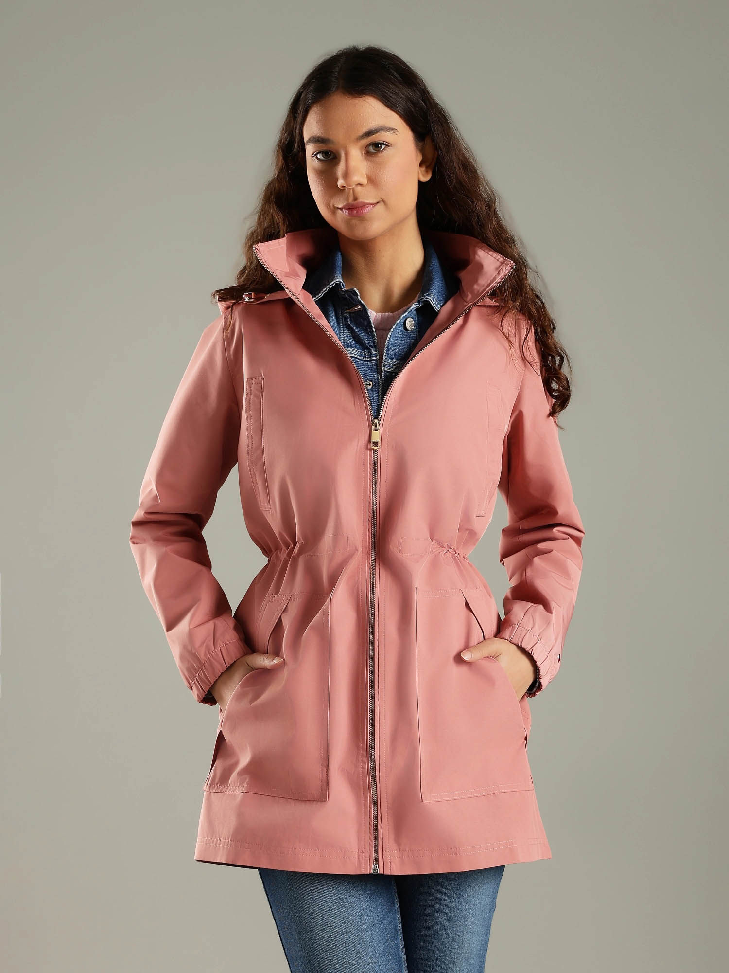 tommy hilfiger Women Pink Regular Fit Hooded Neck Overlays Jacket-picture-43