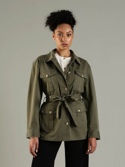 Tommy Hilfiger - Women Green Regular Fit Military Jacket