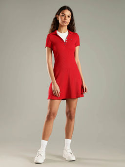 Tommy Hilfiger - Women Cotton Red Collar T-Shirt Dress