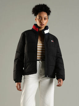 Tommy Hilfiger - Women Black Relaxed Fit High-Neck Puffer Jacket