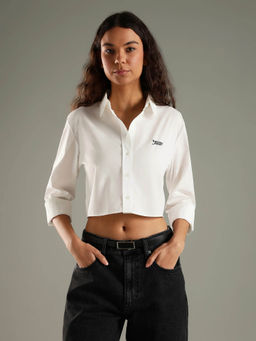 Tommy Hilfiger - Women White Solid Cotton Shirt