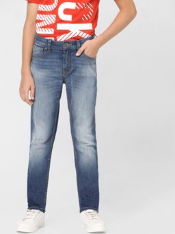 Jack & Jones Junior - Boys Blue Mid Rise Glenn Slim Jeans
