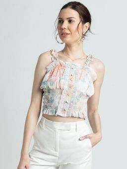 JULO - Exquisite Ivory Sleeveless Crop Top