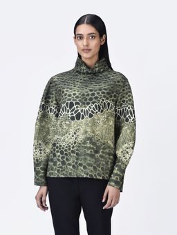 Genes Lecoanet Hemant - Women High Neck Green Printed Top