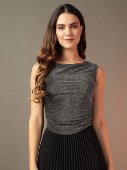 Trend Arrest - Grey Ruched Partywear Top