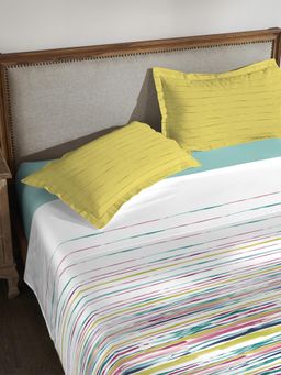 MYTRIDENT - Classic Printed Bedsheet with Pillow Cover 200 Tc, 100% Cotton, King Size Irene Lime