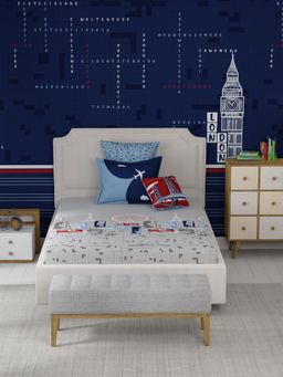 MYTRIDENT - Juniors Printed Single Bedsheet with Pillow Cover 144 Tc, 100% Cotton Crossworld