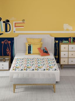 MYTRIDENT - Juniors Printed Single Bedsheet with Pillow Cover 144 Tc, 100% Cotton Streetstyle Skate