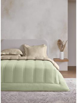 SANSAAR A D'DECOR BRAND LIVE CONSCIOUSLY - Celadon Green Frenchoak Double Comforter Bedding Set Queen