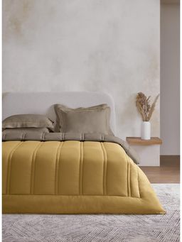 SANSAAR A D'DECOR BRAND LIVE CONSCIOUSLY - Golden Palm Timber Wolf Double Comforter Bedding Set Queen