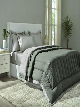 SANSAAR A D'DECOR BRAND LIVE CONSCIOUSLY - Furrow Stone Cinder Double Comforter Bedding Set Queen