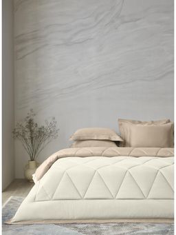 SANSAAR A D'DECOR BRAND LIVE CONSCIOUSLY - Marshmallow French Oak Double Comforter Bedding Set Queen