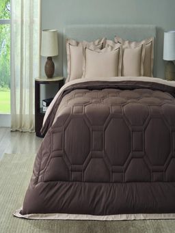 SANSAAR A D'DECOR BRAND LIVE CONSCIOUSLY - Ornella Sand Pine Cone Double Comforter Bedding Set Queen