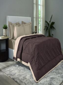 SANSAAR A D'DECOR BRAND LIVE CONSCIOUSLY - Trellis Sand Pine Cone Double Comforter Bedding Set Queen