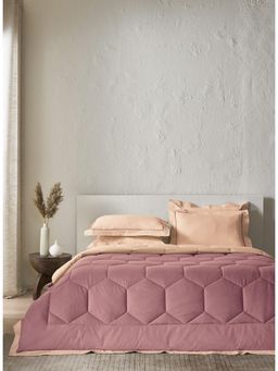 SANSAAR A D'DECOR BRAND LIVE CONSCIOUSLY - Peach Blush Ash Rose Double Comforter Bedding Set Queen