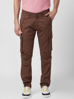Spykar - Mid Rise Brown Cargo Pant for Men
