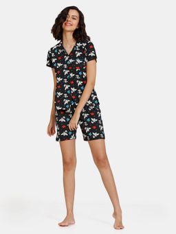 Zivame - Color Me Happy Knit Cotton Shorts Set - Jet Black