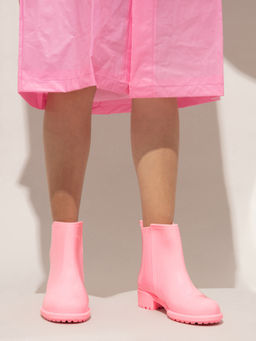 Twenty Dresses by Nykaa Fashion - Pink Solid Ankle Length Rain Boots