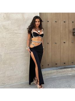 Miakee - Vostok Black Solid Top with Skirt (Set of 2)