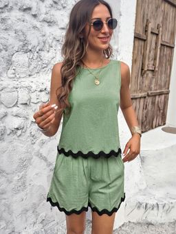 Outzidr - Green Vacay Top And Shorts Co-Ord Set