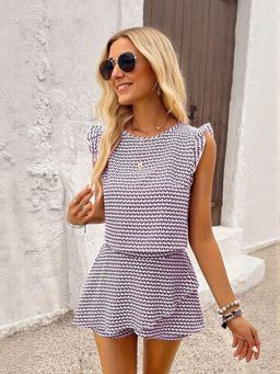 Outzidr - Red Shorts And Vacay Top Co Ord Set