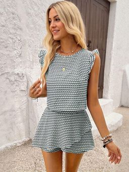 Outzidr - Green Shorts And Vacay Top Co Ord Set