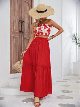 Outzidr - Orange Co-Ord Set With Crop Vacay Top And Skirt