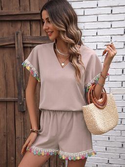 Outzidr - Mauve Co-Ord Set With Lace Details