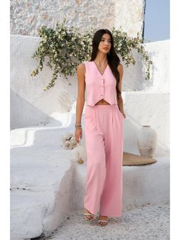 Outzidr - Pink Trouser And Vest Co Ord Set