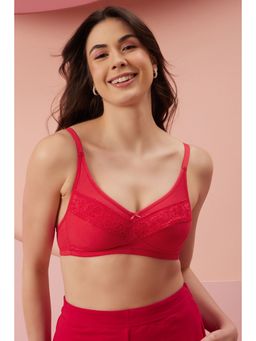 Clovia - Cotton Rich Solid Non-Padded Full Cup Wire Free Everyday Bra - Dark Pink