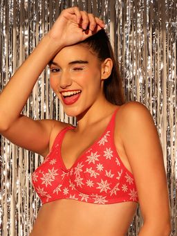 Clovia - Cotton Spandex Solid Non-Padded Full Cup Wire Free Everyday Bra - Light Red