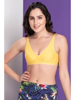Clovia - Non-Padded Non-Wired Demi Cup Bra in Light Yellow - Cotton