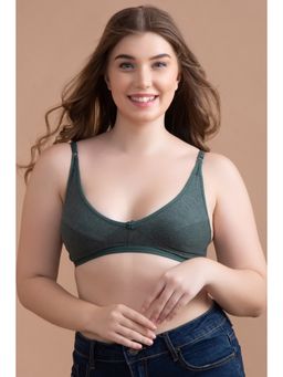 Clovia - Non-Padded Non-Wired Demi Cup Bra in Olive Green - Cotton