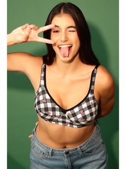 Clovia - Cotton Printed Non-Padded Full Cup Wire Free Everyday Bra - Black