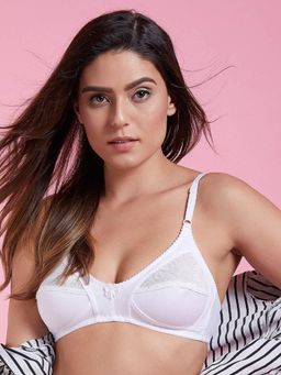 Clovia - Cotton Rich Solid Non-Padded Full Cup Wire Free Everyday Bra - White