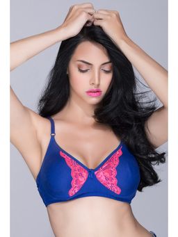 Clovia - Cotton Rich Solid Non-Padded Full Cup Wire Free Everyday Bra - Dark Blue
