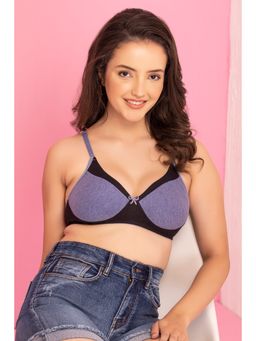 Clovia - Non-Padded Non-Wired Full Coverage T-Shirt Bra In Purple Cotton Rich