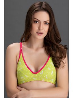 Clovia - Non-Padded Non-Wired Printed Bra In Light Green Cotton