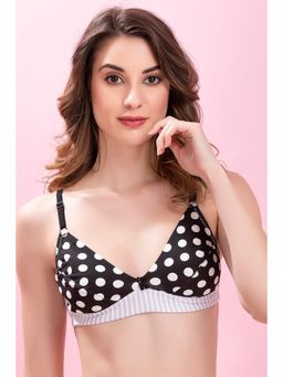 Clovia - Cotton Non-Wired Non-Padded Polka Print Bra In Black