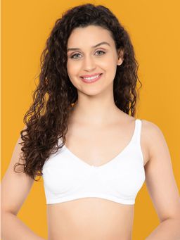 Clovia - Cotton Spandex Solid Non-Padded Full Cup Wire Free Everyday Bra - White