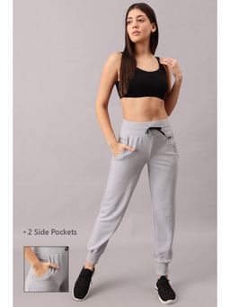Clovia - Comfort Fit Active Joggers In Dark Grey With Side Pockets