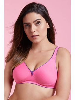 Clovia - Cotton Rich Solid Non-Padded Demi Cup Wire Free T-shirt Bra - Light Pink