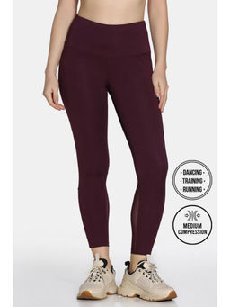 Zivame - Women Zelocity Quick Dry Gym Leggings - Fig Maroon