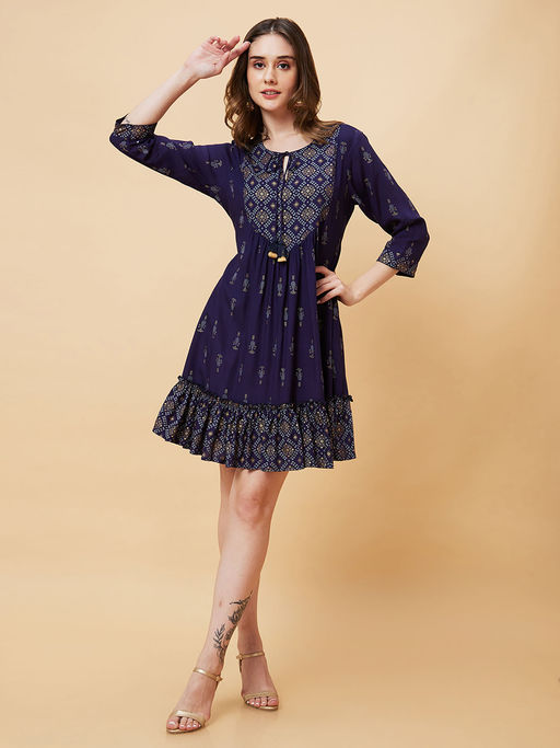 white christmas dresses Induss Embroidered Yoke Design Midi Dress