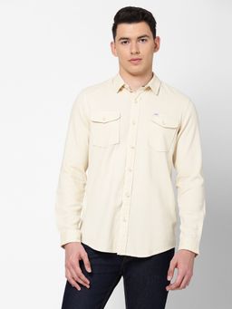 Lee - Men's Solid Cream Shirt Slim Fit