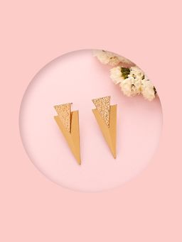 Lilly & Sparkle - Geometric Dangler Earrings in Gold Tone Alloy