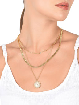 Lilly & Sparkle - Gold Toned Three Layered Snake Chain Necklace