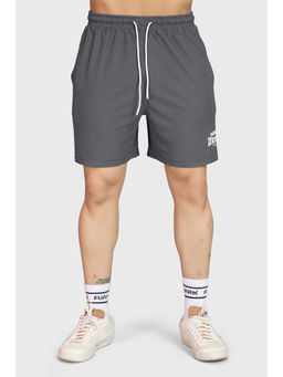 FUAARK - Men Regular Fit 2-Way Stretch Training Or Gym Sports Zip Pockets Grey Shorts