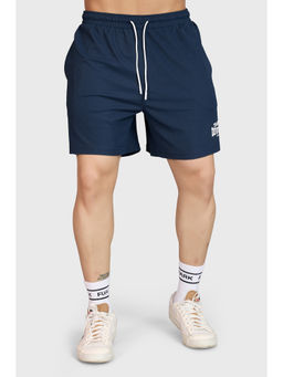 FUAARK - Men Regular Fit 2-Way Stretch Training Or Gym Sports Zip Pockets Navy Blue Shorts