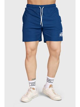 FUAARK - Men Regular Fit 2-Way Stretch Training Or Gym Sports Zip Pockets Blue Shorts